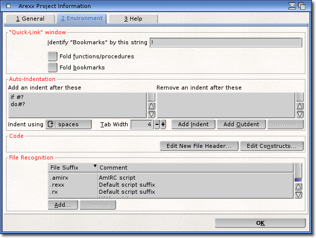 Arexx Environment Settings