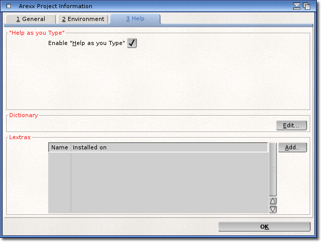 Arexx Help Settings