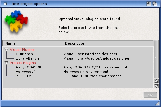 Project Type Selection Window