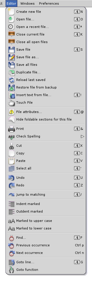 Editor Menus