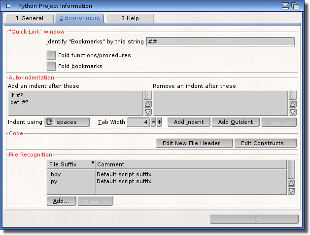 Environment Python Project settings