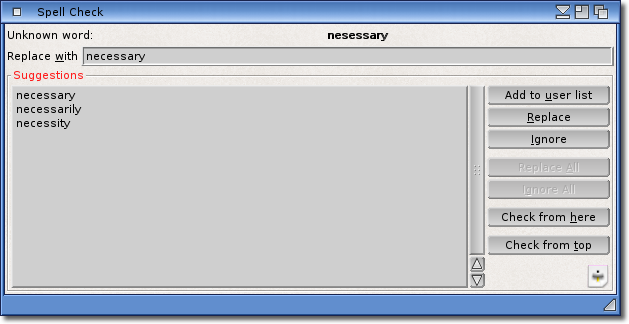 Spell Check Dialog