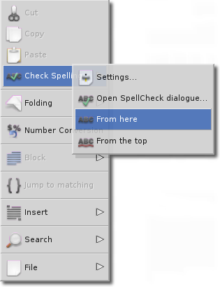 SpellCheck menu
