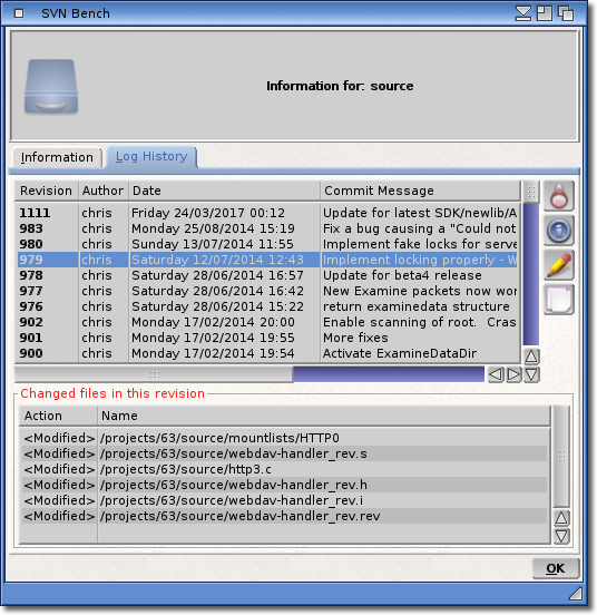 SVN Log with changed files